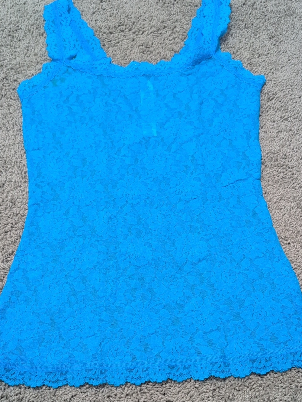 Hanky Panky Signature Lace Unlined Camisole Tank Aqua Stretch Scallop Trim Small - Picture 2 of 7